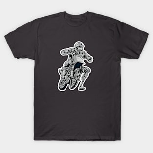 CYBORG HUMAN RIDING A CROSS MOTORCYCLE T-Shirt